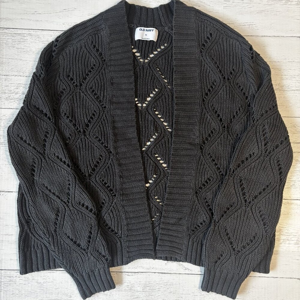 Old Navy Chunky Knit Cardigan XS Gray Open Front Sweater